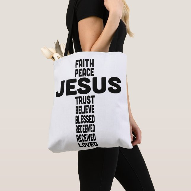 Jesus tror på kristen Black-typ Tygkasse (Närbild)