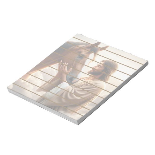 Jesus tröstar en häst i himlen anteckningsblock (Roterad)