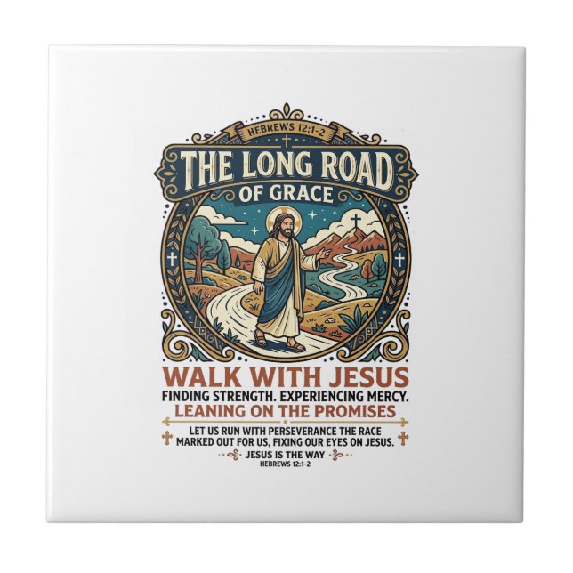 Jesus Trucker Long Haul T-Shirt Inspirerande Tro Kakelplatta (Framsidan)