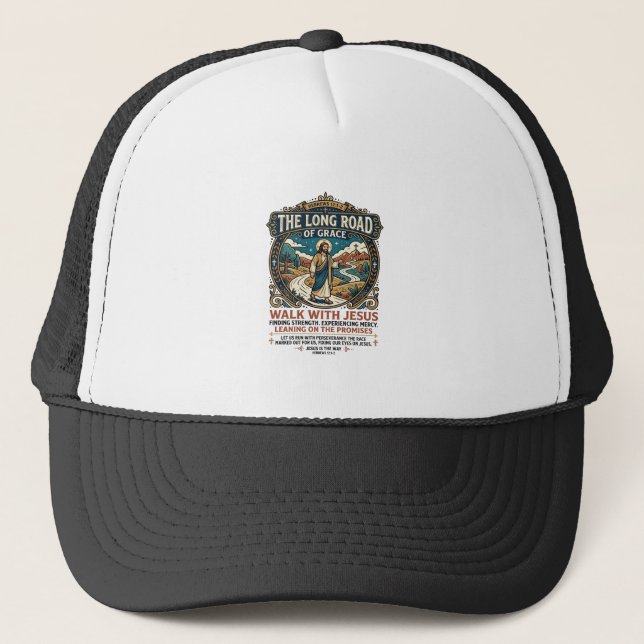 Jesus Trucker Long Haul T-Shirt Inspirerande Tro Keps (Framsida)