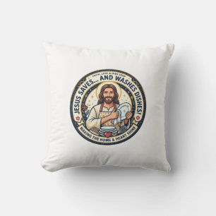 Jesus Tvätt Sysslor Humor T-shirt Kristet Grafiskt Kudde