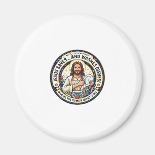Jesus Tvätt Sysslor Humor T-shirt Kristet Grafiskt Magnet