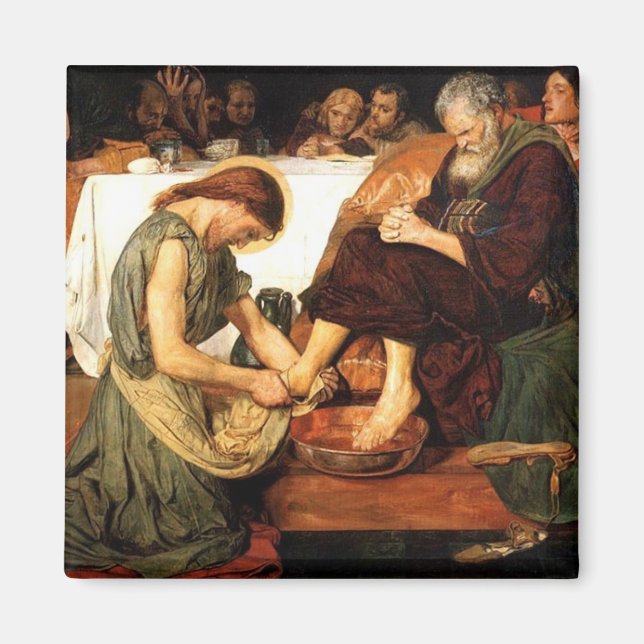Jesus tvättar "Disciones foot Magnet" Magnet (Framsidan)