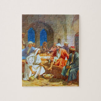 Jesus Tvättar Feet Biblical Scene Pussel
