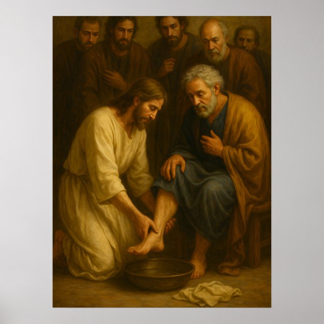 Jesus tvättar lärjungarnas fötter™ LDS konstaffisc Poster (Framsidan)