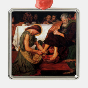 Jesus Tvättar Peter's Feet Julgransprydnad Metall