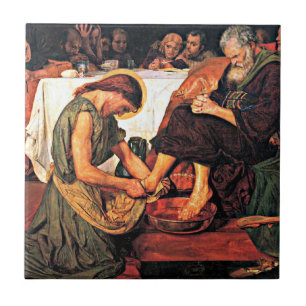 Jesus Tvättar Peter's Feet Kakelplatta