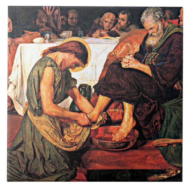 Jesus tvättar Peters fötter (2) Kakelplatta (Framsidan)