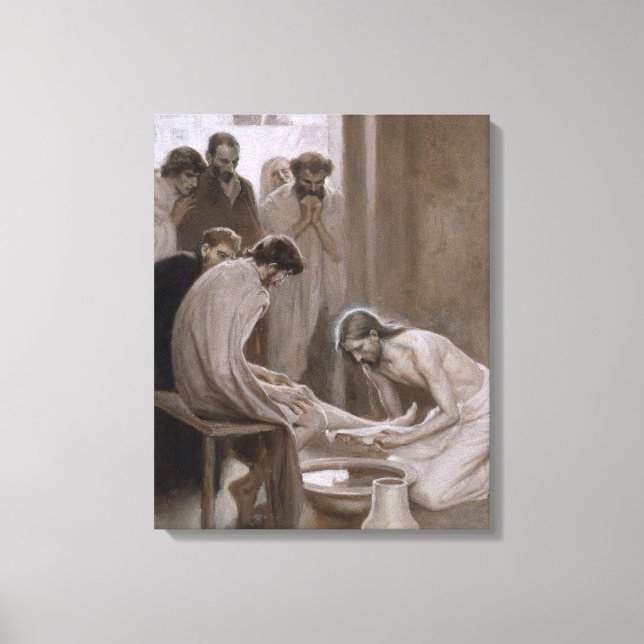 Jesus Tvättar sina lärares föda (Edelfilt) Canvastryck (Framsida)