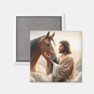 Jesus Tvinga en häst i himlen Magnet