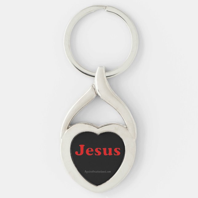 JESUS TWISTED HEART SILVERFÄRGAD NYCKELRING (Framsidan)