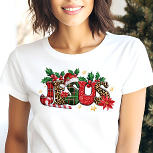 Jesus Typografi Kristet Tro Jul T Shirt
