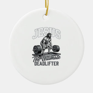 Jesus Ultimat Deadlifter Vintage Vector T-Shirt De Julgransprydnad Keramik