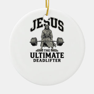 Jesus Ultimata Stånglyftare Vintage Gym Tröja Desi Julgransprydnad Keramik
