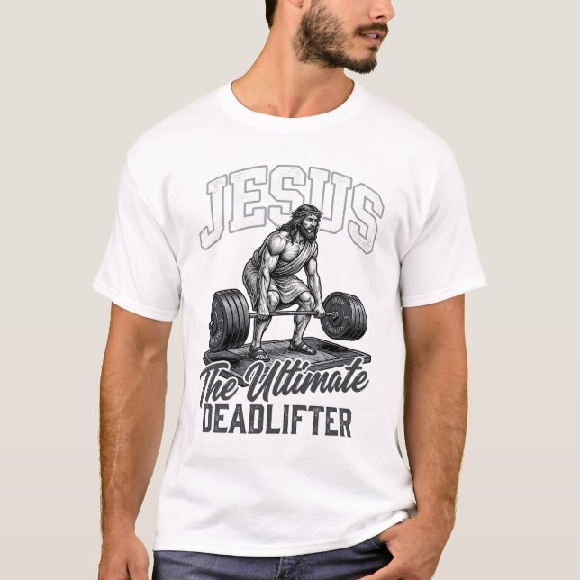 Jesus Ultimata Stånglyftare Vintage Vector T-Shirt (Framsida)