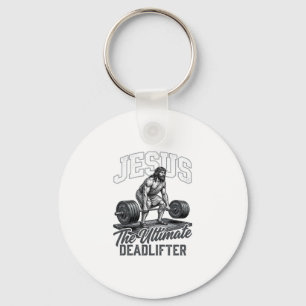 Jesus Ultimata Stånglyftare Vintage Vector T-Shirt Nyckelring