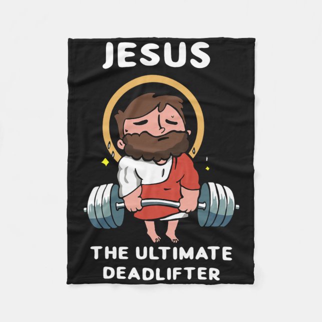 Jesus Ultimate Deadlifter Funny Jesus Tvättat G Fleecefilt (Framsidan)