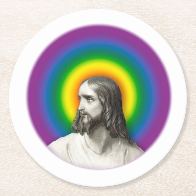Jesus Underlägg Papper Rund (Framsidan)