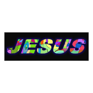 Jesus undertecknar i mång- färger fototryck