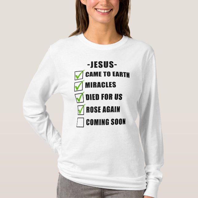 JESUS Uppdrag Checklist: Christian Faith Gospel T Shirt (Framsida)