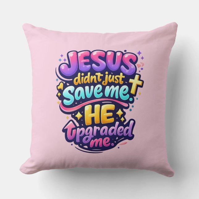 JESUS uppgraderade mig - Kristet Kudde (Framsida)