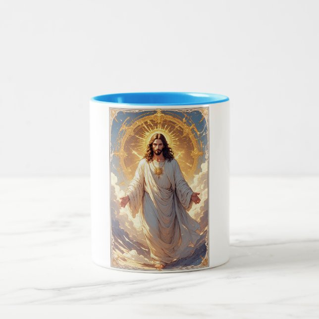 Jesus Uppstiger Kristallin Kaffe Mugg (Center)