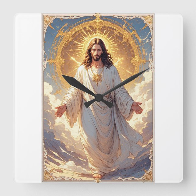 Jesus uppstiger Kristallisk väggklocka (Framsida)
