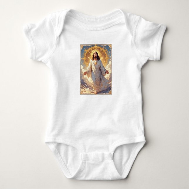 Jesus Uppstiger Kristet Flick T-Shirt (Framsida)