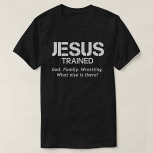 Jesus utbildade Wrestling Funny Wrestler Muscle T Shirt