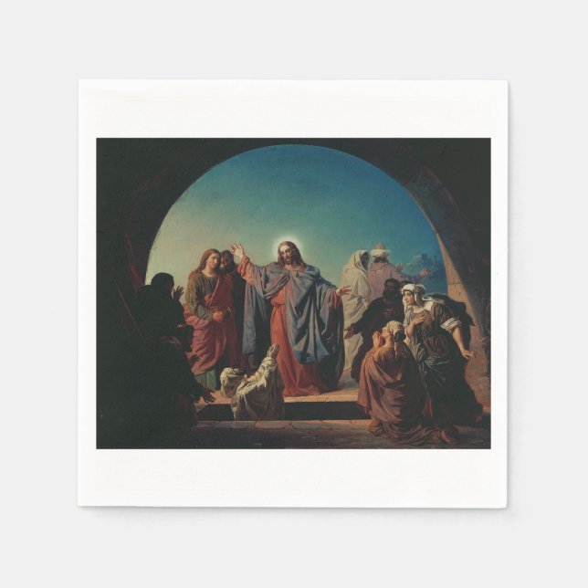 Jesus väcker Lazarus av Robert Wilhelm Ekman  Pappersservett (Framsidan)