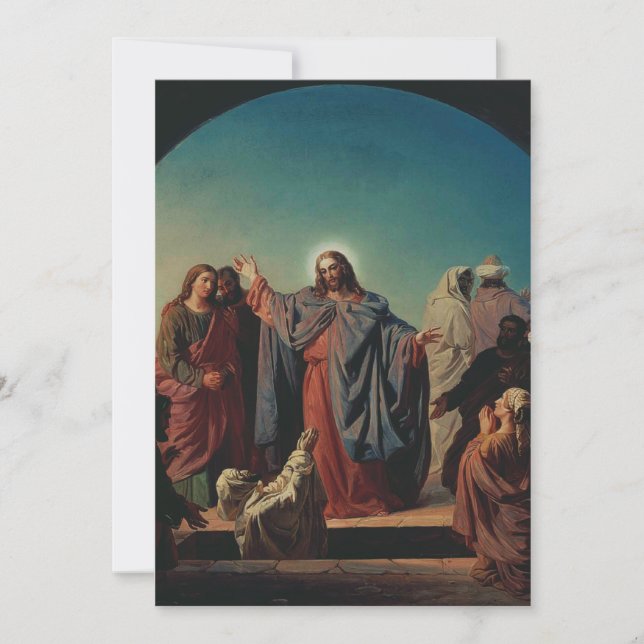 Jesus väcker Lazarus av Robert Wilhelm Ekman  Tack Kort (Framsida)