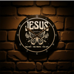 Jesus Vägen Sanningen Livet Fjäril Rund Klocka