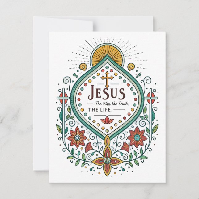 Jesus: Vägen, Sanningen, Livet Julkort (Framsida)