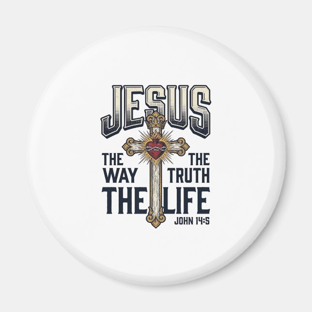 Jesus Vägen Sanningen Livet Kristet Tröja Magnet (Framsidan)