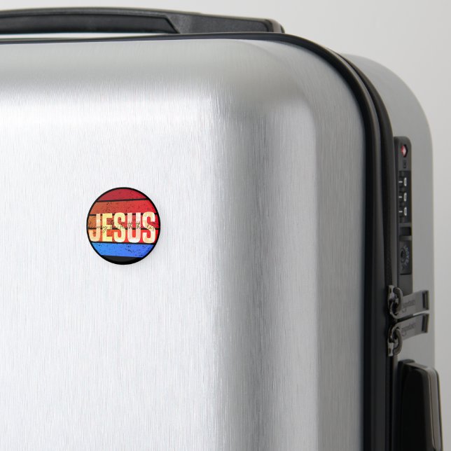 Jesus, Vägen, Sanningen, Livet Retro Solnedgång Magnet (In Situ (Luggage))