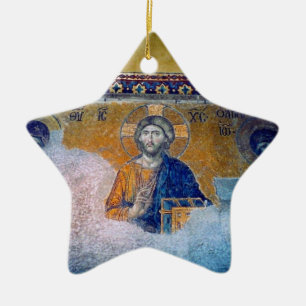 jesus väggmålningstjärna julgransprydnad keramik