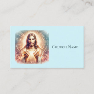 Jesus Välkomna Händer Watercolor (Blue) Visitkort