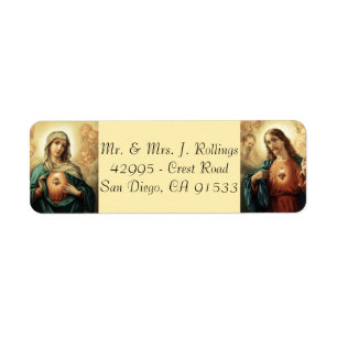 Jesus & välsignad jungfrulig Mary returetiketter Returadress Etikett