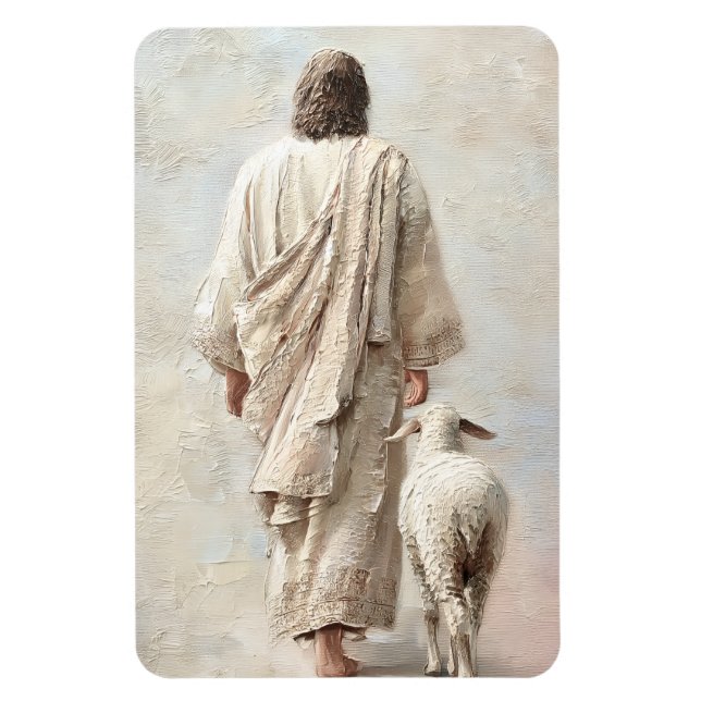 Jesus vandrar med lammet magnet (Vertikal)