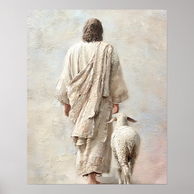 Jesus vandrar med lammet poster (Framsidan)