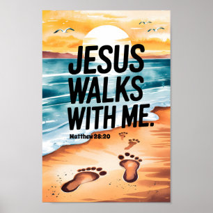 Jesus vandrar med mig kristen barnkammare väggkons poster