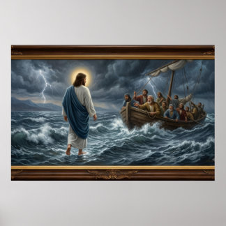 Jesus vandrar på vattnet Affisch – Kristet väggkon
