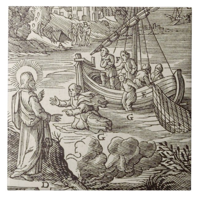 Jesus vandrar på vattnet kakelplatta (Framsidan)