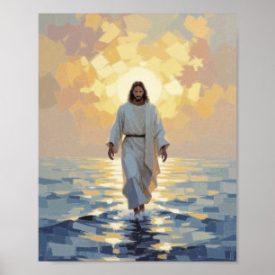Jesus vandrar på vattnet Oljemålning – Stormigt ha Poster