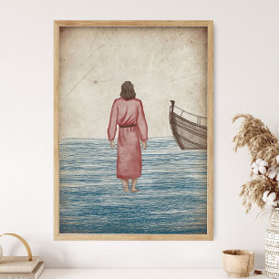 Jesus vandrar på vattnet _Skripturväggkonst, Bibel Poster