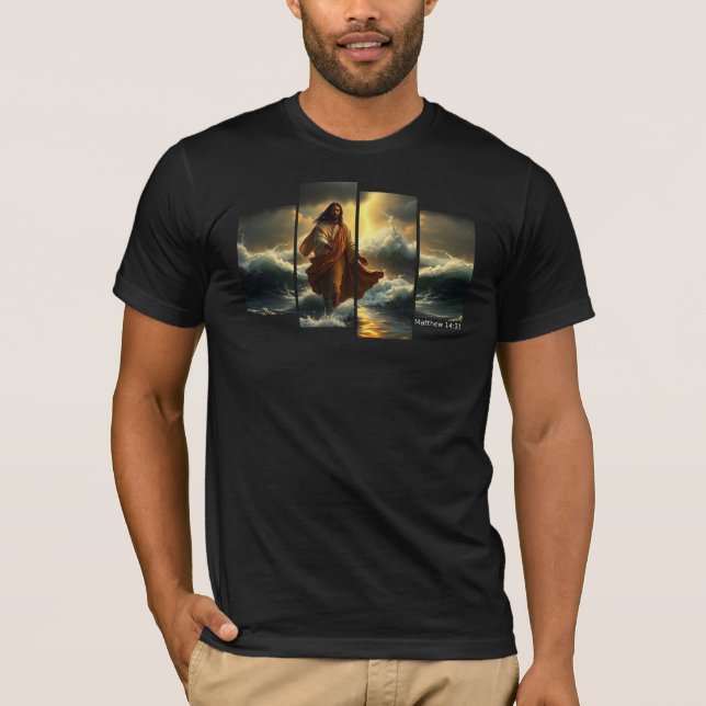 Jesus vandrar på vattnet t shirt (Framsida)