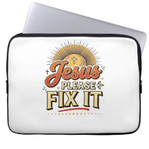 Jesus Vänligen Fixa Det Vintage Kristen Typografi  Laptop Fodral