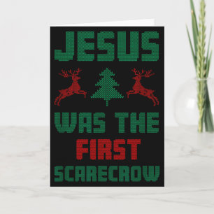 Jesus Var Den Första Fågelskrämman Fula Tröja Stil Kort