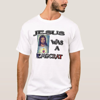 Jesus var en demokrat (bekläda/vit), t-shirt