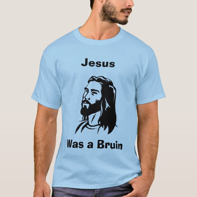 Jesus var nalleJersey blått Tee (Framsida)